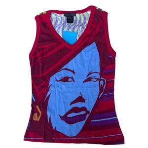 Y2K Deadstock Custo Barcelona Hayes Graphic Tank Top Cami Blouse sz L
